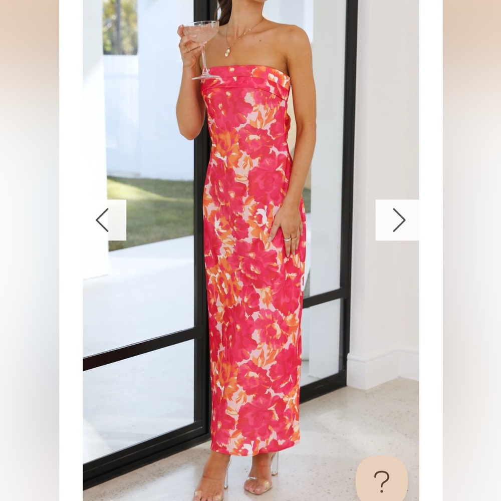 Hello Molly Letters of Mine Strapless Maxi Dress - Pink and Orange